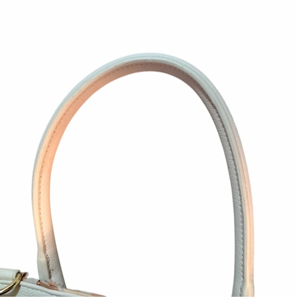 Betsey Johnson Pink and Cream Floral Tote Purse Crossbody & Fuzzy Keychain - Picture 13 of 14